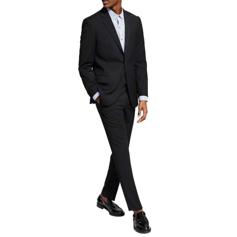Tommy Hilfiger Men's Black Wool Jacket Pants 2-Piece Suit Size 40L 34W 32L